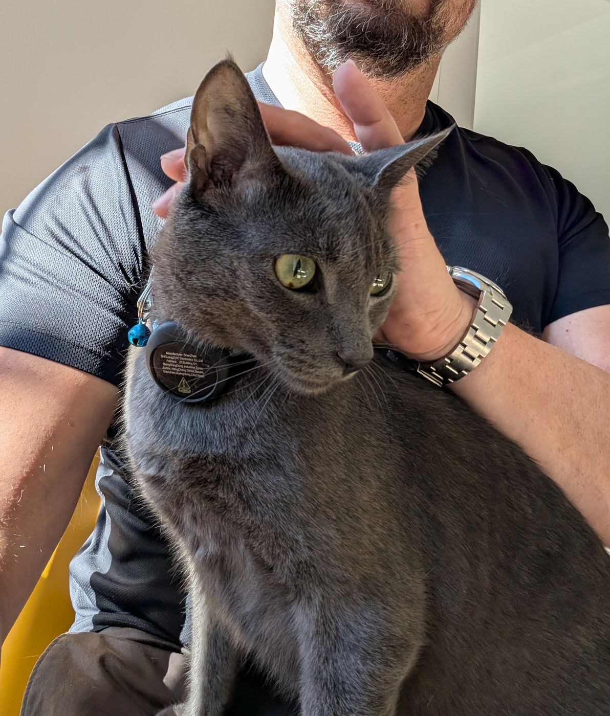 Michael with a guest cat
